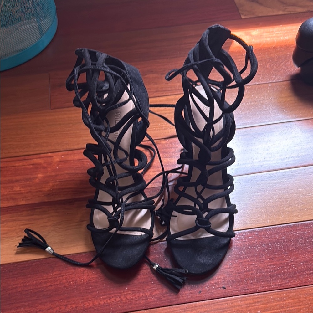 Black Strappy Women's Heels